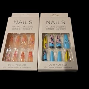 DIY Press-On Nails Set - Pink and Blue